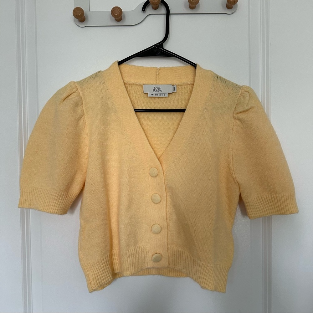 Love Bonito Hazel Puff Sleeve Crop Cardigan Size Small